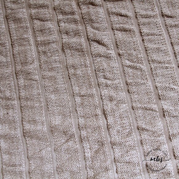 West Elm Square Knit Throw Tan - Picture 2 of 3